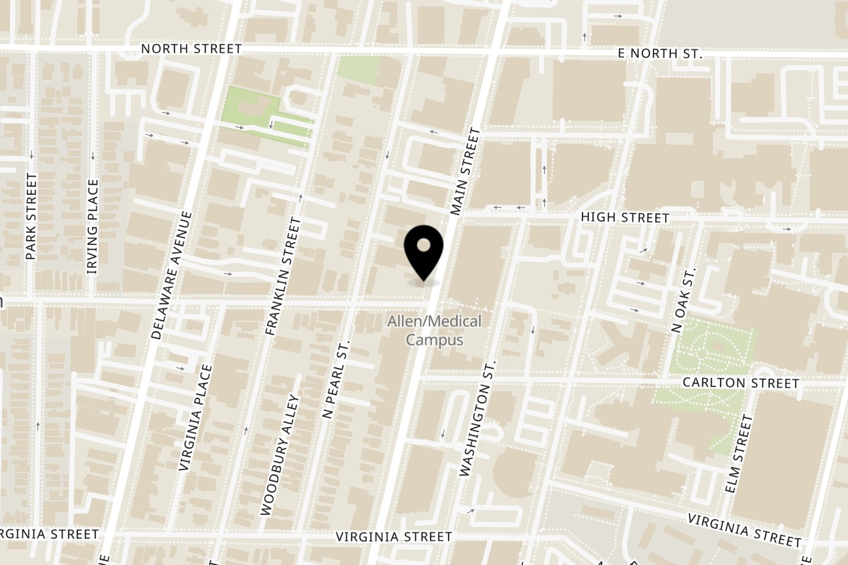 Map showing the location of Buffalo Tikka House on 948 Main St in Buffalo